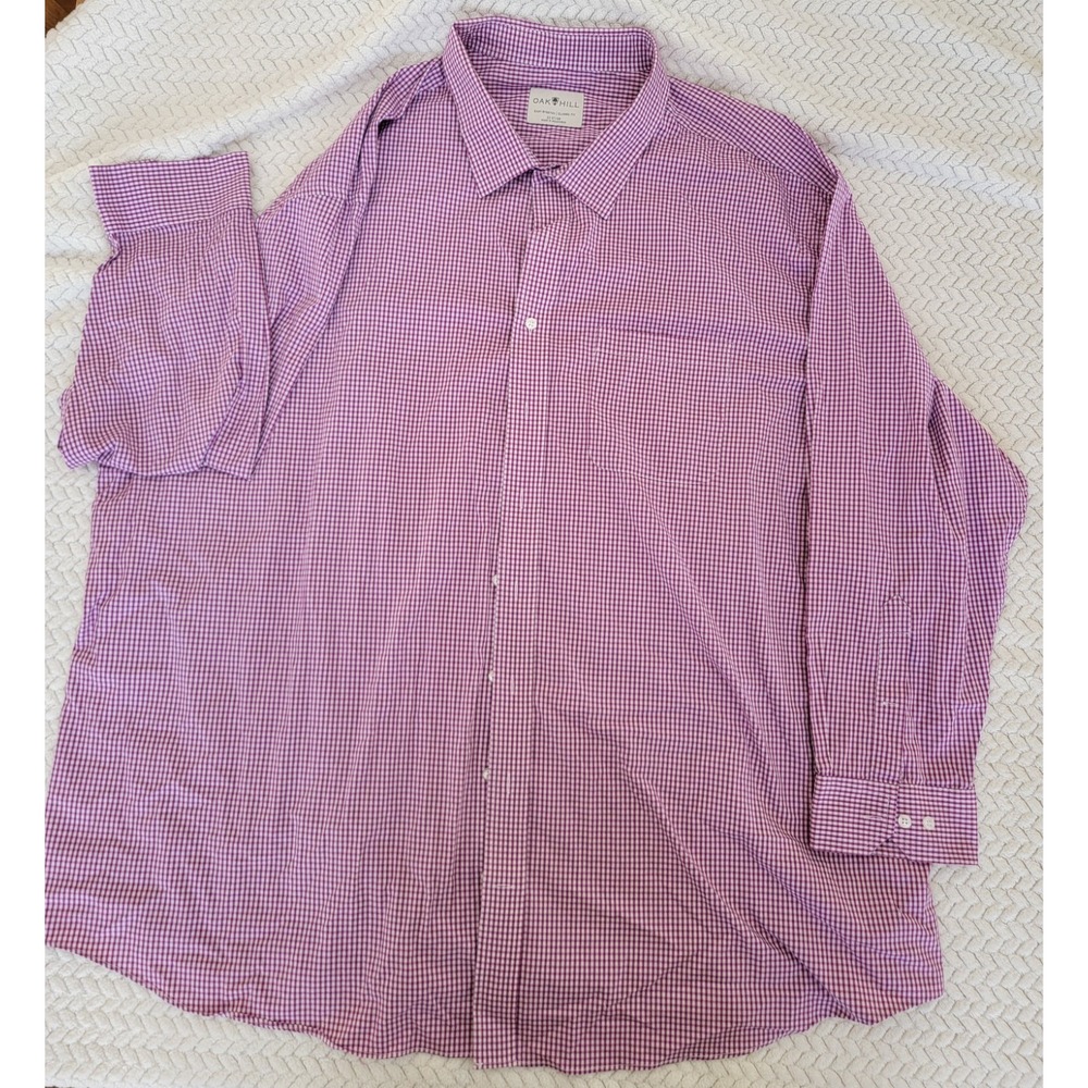 Oak Hill Men's Easy Stretch Classic Fit 22 37/38 Purple & White Checkered
